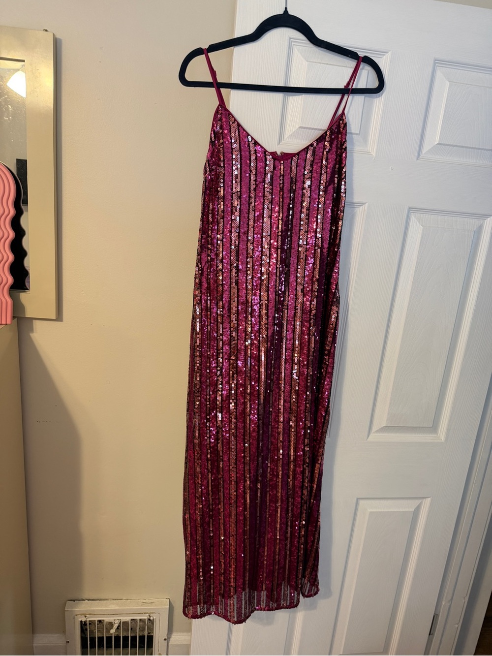 Maeve Fuchsia Spaghetti-Strap Sequined Dress - Anthropology Special